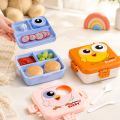 3-Compartment Printed Design Lunch Box – BPA-Free Bento Box with Plastic Tray, Spoon & Container for School, Office, Travel – 1120ml + 70ml, Green
