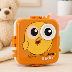 3-Compartment Printed Design Lunch Box – BPA-Free Bento Box with Plastic Tray, Spoon & Container for School, Office, Travel – 1120ml + 70ml, Green