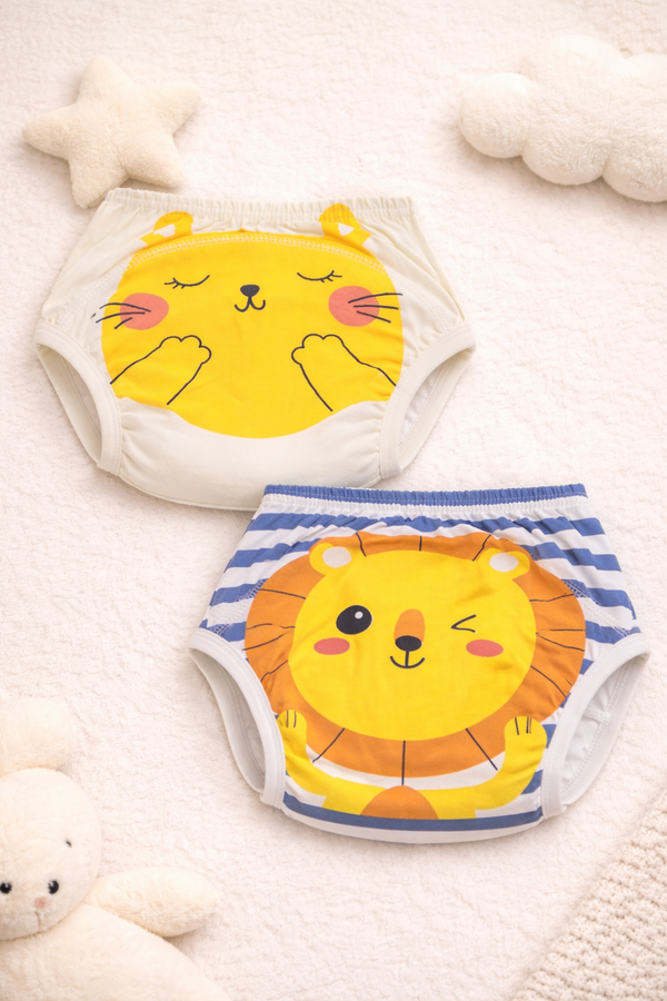 Set of 2 Diaper Training Pull Up Pants Reusable Breathable Soft Cotton Diaper Training Pants  (Size Small)