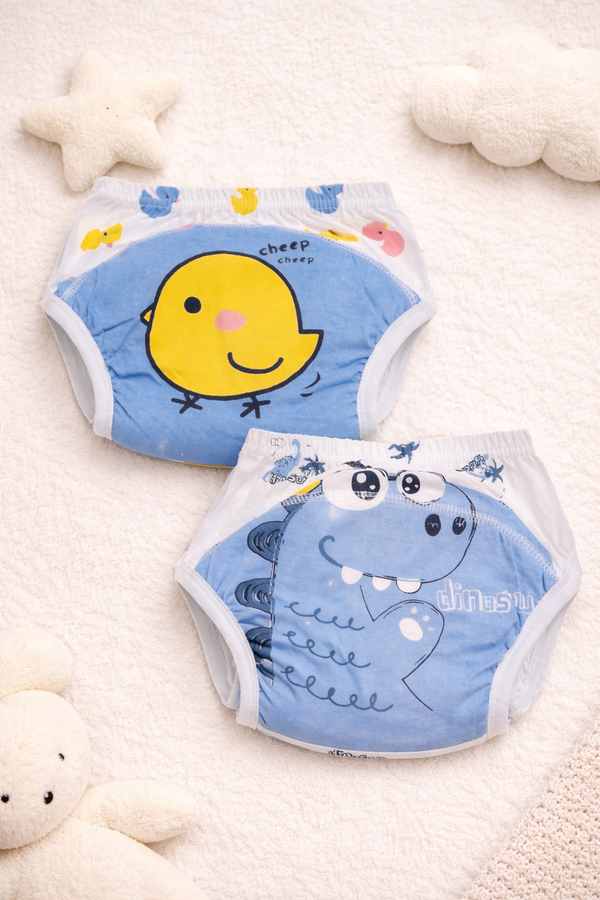 Set of 2 Diaper Training Pull Up Pants Reusable Breathable Soft Cotton Diaper Training Pants (Size Medium 12 to 18 Months)