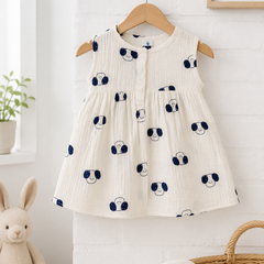 Puppito Girls Dress | Sleeveless | Premium Crinkled Double Layered Muslin Fabric