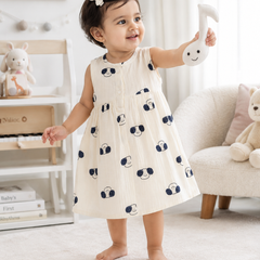 Puppito Girls Dress | Sleeveless | Premium Crinkled Double Layered Muslin Fabric