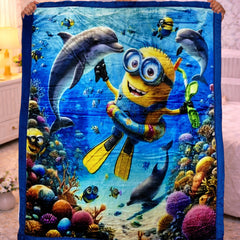 Kradyl Kroft Soft Plush Velvet 3D Printed Blanket- Undersea