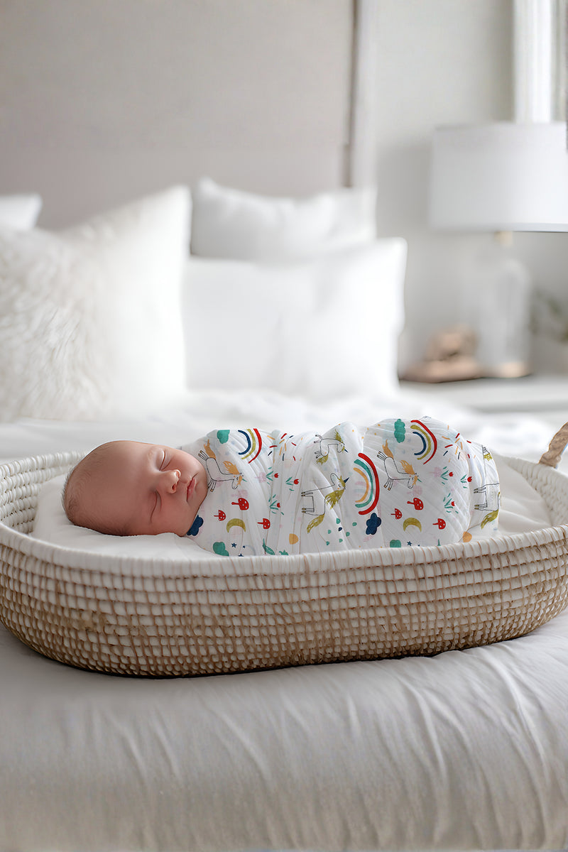 Muslin Swaddle for Infants 100 X 120 Cms - Rainbow