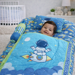 Kradyl Kroft 6 Pc Bedding Set for Infants | Baby Bedding Set | Baby Mattress with Quilt | Side Pillows | Head Pillow (Rocket)