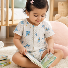 2 Ellis | Short Sleeves | Unisex Romper Bodysuit | 100% Cotton Muslin for 0 to 2 Yrs
