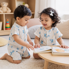 2 Ellis | Short Sleeves | Unisex Romper Bodysuit | 100% Cotton Muslin for 0 to 2 Yrs