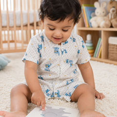2 Ellis | Short Sleeves | Unisex Romper Bodysuit | 100% Cotton Muslin for 0 to 2 Yrs