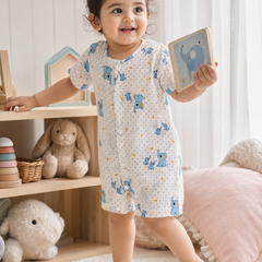 2 Ellis | Short Sleeves | Unisex Romper Bodysuit | 100% Cotton Muslin for 0 to 2 Yrs