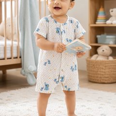 2 Ellis | Short Sleeves | Unisex Romper Bodysuit | 100% Cotton Muslin for 0 to 2 Yrs