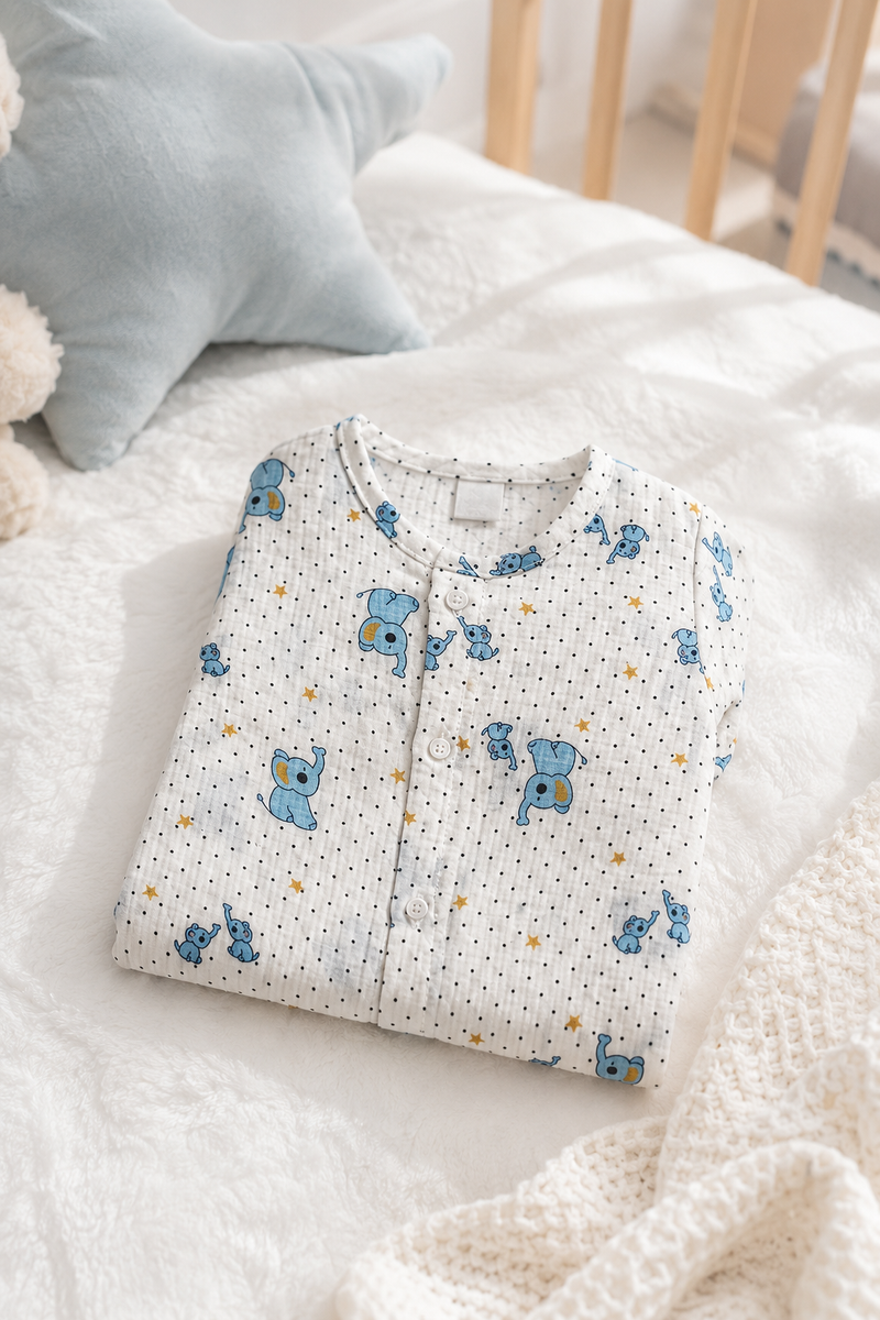 2 Ellis | Short Sleeves | Unisex Romper Bodysuit | 100% Cotton Muslin for 0 to 2 Yrs