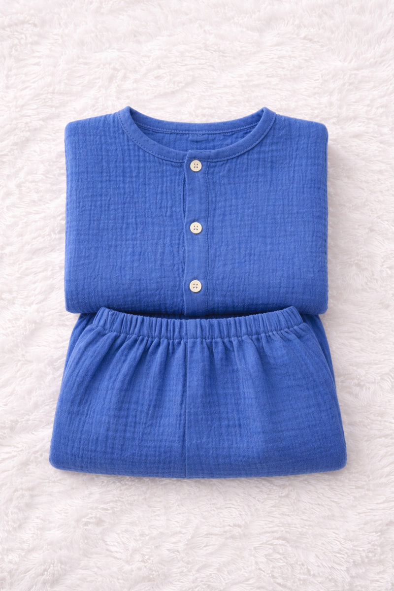 Solid Royal Blue| Premium Crinkled Double Layered Soft Unisex Muslin Set for New Born to 6 Years