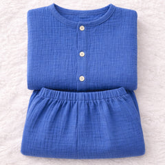 Solid Royal Blue| Premium Crinkled Double Layered Soft Unisex Muslin Set for New Born to 6 Years