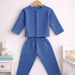 Solid Royal Blue| Premium Crinkled Double Layered Soft Unisex Muslin Set for New Born to 6 Years