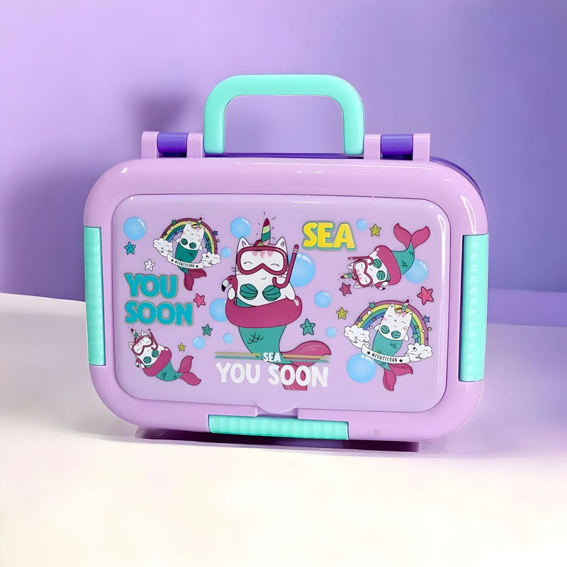 Sea You Compartment 750 ML Stainless Steel Lunch Box for School Leak Proof Bento Tiffin Box with Handle, SUS304 Steel Lunch Box