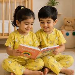 Yellow Duck |Half Sleeves| Checkered Muslin| Soft Unisex Muslin Set for New Born to 6 Years
