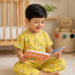 Yellow Duck |Half Sleeves| Checkered Muslin| Soft Unisex Muslin Set for New Born to 6 Years