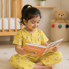 Yellow Duck |Half Sleeves| Checkered Muslin| Soft Unisex Muslin Set for New Born to 6 Years