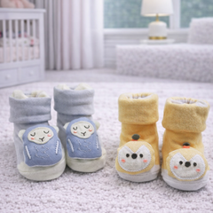 Little Sheep- Set of 2 100% Cotton Baby Booties Socks for  0 to 12 Months