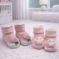 Tweety- Set of 2 100% Cotton Baby Booties Socks for 0 to 12 Months