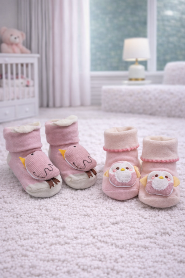 Tweety- Set of 2 100% Cotton Baby Booties Socks for 0 to 12 Months