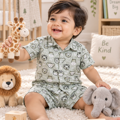 My Firends Baby Boy Short Sleeve Shirt and Shorts Set | 60s Count 100% Cotton Poplin Premium