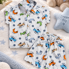 Go Fetch Baby Boy Short Sleeve Shirt and Shorts Set | 60s Count 100% Cotton Poplin Premium