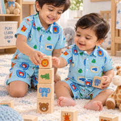 Picture This Baby Boy Short Sleeve Shirt and Shorts Set | 60s Count 100% Cotton Poplin Premium