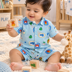 Picture This Baby Boy Short Sleeve Shirt and Shorts Set | 60s Count 100% Cotton Poplin Premium