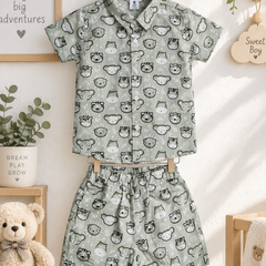 My Firends Baby Boy Short Sleeve Shirt and Shorts Set | 60s Count 100% Cotton Poplin Premium
