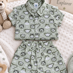 My Firends Baby Boy Short Sleeve Shirt and Shorts Set | 60s Count 100% Cotton Poplin Premium