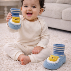 Yellow Bear- Baby Sock Shoes for Infants Babies - 6 to 18 Months