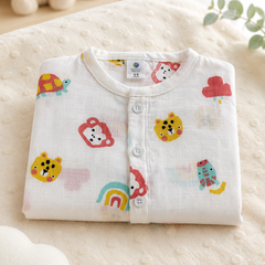1 Pc Short Sleeve 90 GSM Checkered Muslin Jhabla Vest - Too Bee