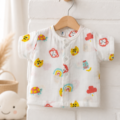 1 Pc Short Sleeve 90 GSM Checkered Muslin Jhabla Vest - Too Bee