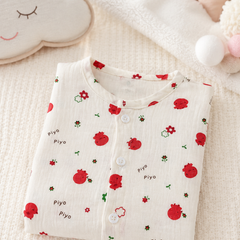 1 Pc Short Sleeve Premium Crinkled Muslin Jhabla Vest - Cherry