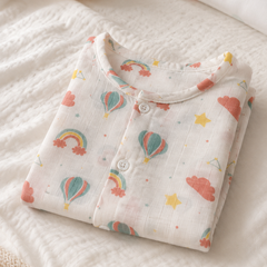 1 Pc Short Sleeve 90 GSM Checkered Muslin Jhabla Vest - Balloon