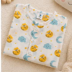 1 Pc Short Sleeve 90 GSM Checkered Muslin Jhabla Vest - Sun Moon
