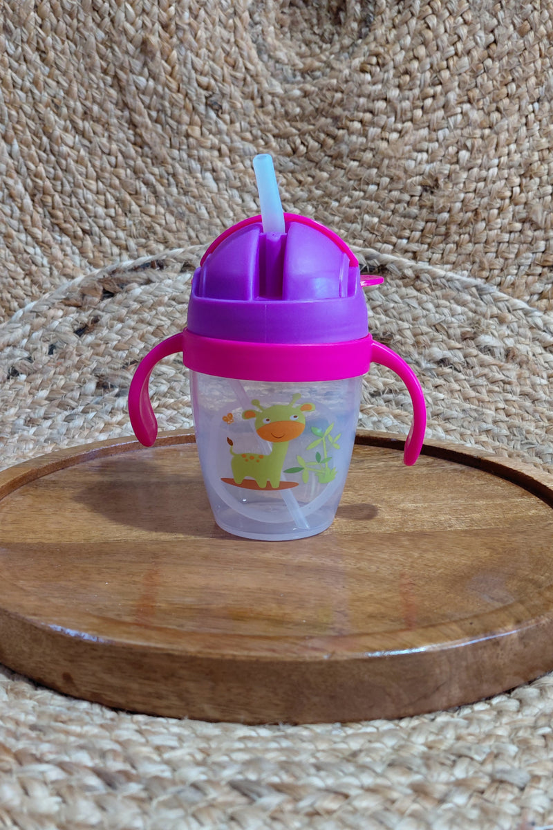 Kradyl Kroft BPA Free Straw Sipper Cup with Twin Handle and snap close Lid