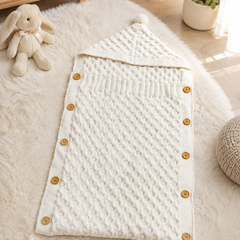 Premium Knitted Baby Sleeping Bag N Carrier - Just White