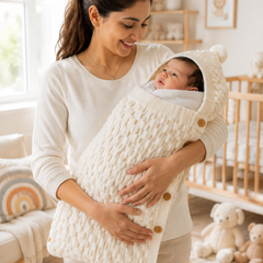 Premium Knitted Baby Sleeping Bag N Carrier - Just White