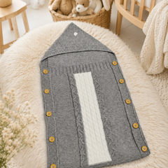 Premium Knitted Baby Sleeping Bag N Carrier - Grey White