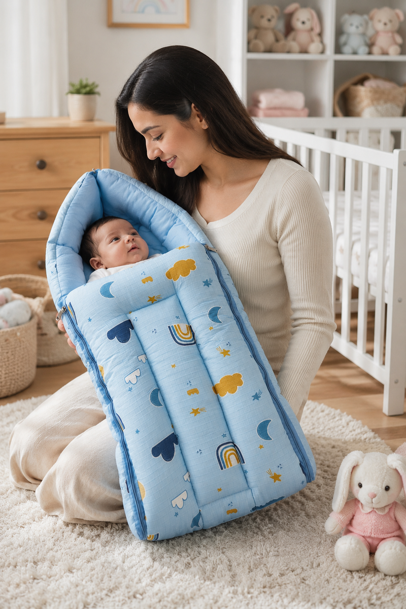 Blue Sky Muslin Baby Sleeping Bag N Carrier