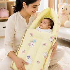 Yellow Kitty Muslin Baby Sleeping Bag N Carrier