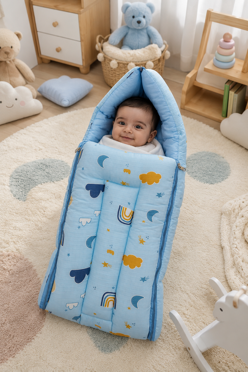 Blue Sky Muslin Baby Sleeping Bag N Carrier