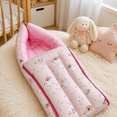 Pink Rabbit Muslin Baby Sleeping Bag N Carrier