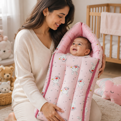 Pink Rabbit Muslin Baby Sleeping Bag N Carrier