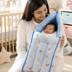 Blue Sheep Muslin Baby Sleeping Bag N Carrier