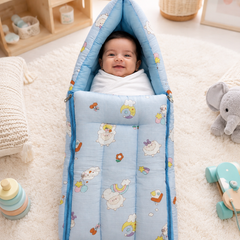 Blue Sheep Muslin Baby Sleeping Bag N Carrier