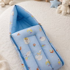 Blue Sheep Muslin Baby Sleeping Bag N Carrier