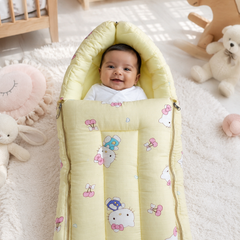 Yellow Kitty Muslin Baby Sleeping Bag N Carrier